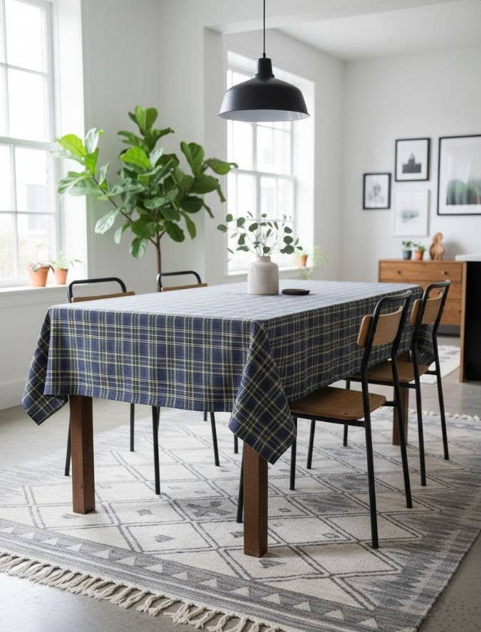 Tischdecke Tartan Windsor Blau - Baumwolle/Polyester - Bamar