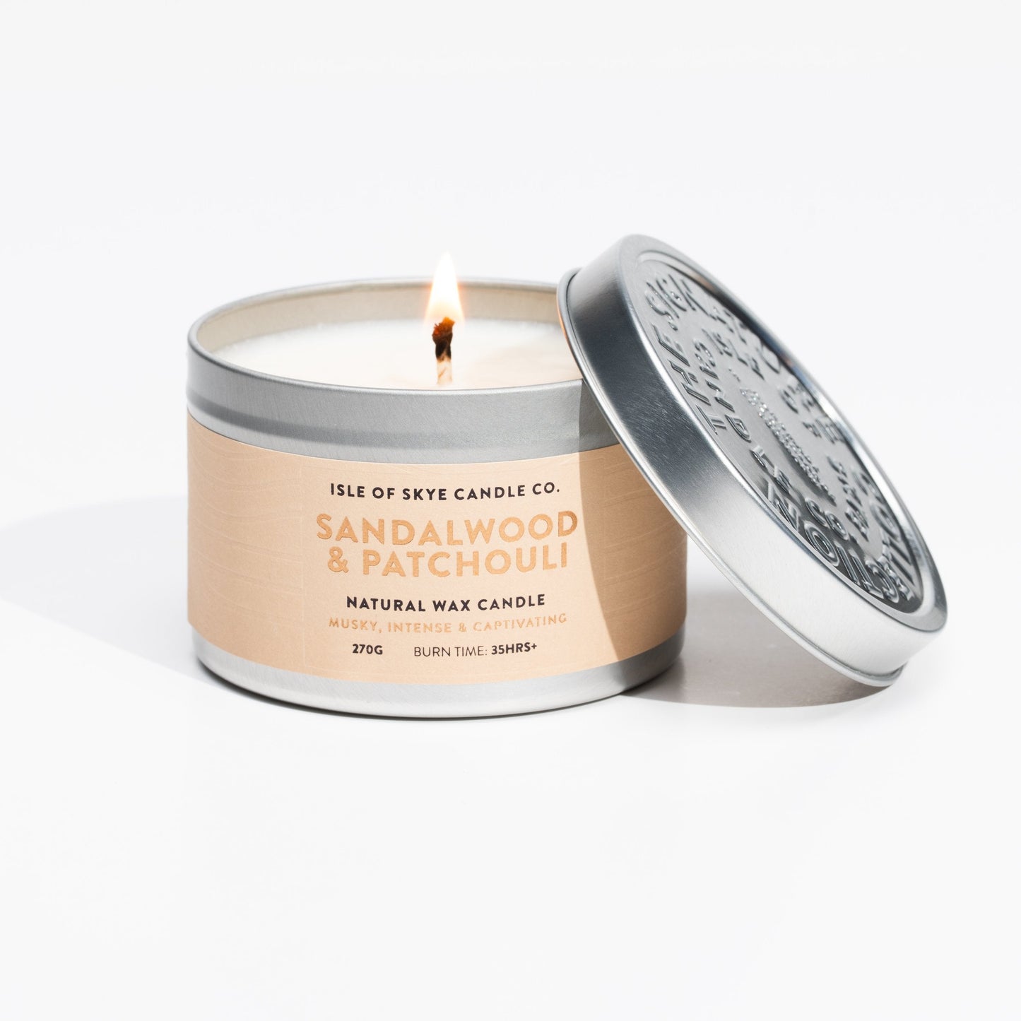Sojawaskaars Sandalwood & Patchouli Travel Container - Isle of Skye Candle Company