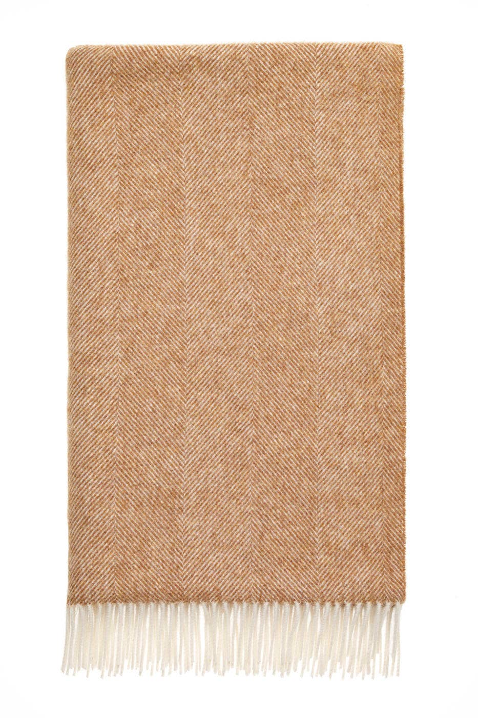 Plaid Fischgrät Camel - Reine Schurwolle - 140x185 - Bronte by Moon Scotland