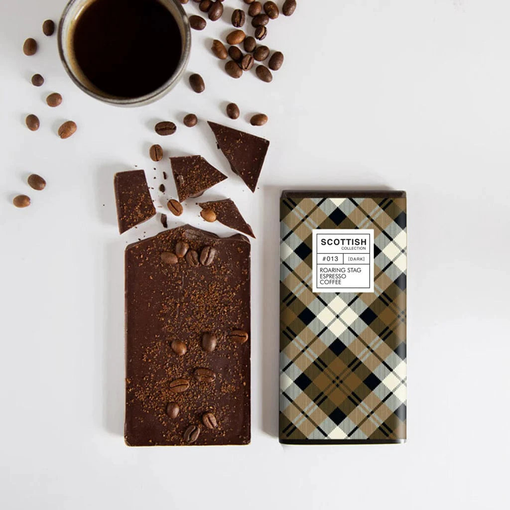 Chocoladereep Puur met Espressokoffie Roaring Stag - 100 gram - Handmade in Scotland by MoodCompanyNL