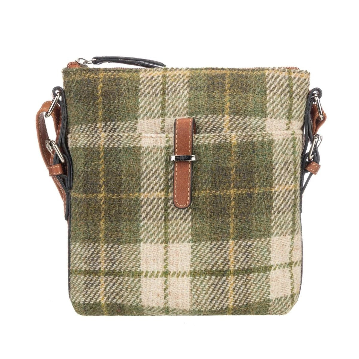 Crossbody Tas Lichtgroene Tartan & Leer | Das Impex by MoodCompanyNL