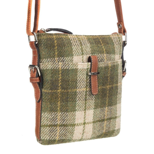 Crossbody Tas Lichtgroene Tartan & Leer | Das Impex by MoodCompanyNL