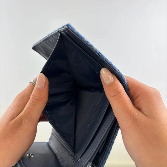 Dames Portemonnee Jura Blauw met Turquoise ruit - Harris Tweed - Glen Appin of Scotland by MoodCompanyNL