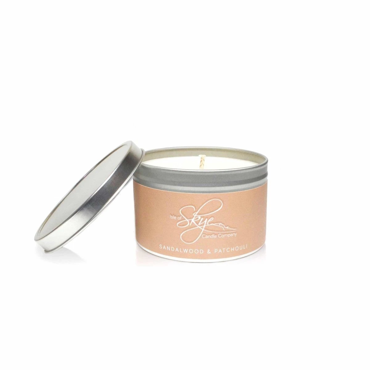 Geurkaars Sandelhout (Sandalwood and Patchouli) Blikje - 30 uur - Sojawas - Isle of Skye Candle by MoodCompanyNL