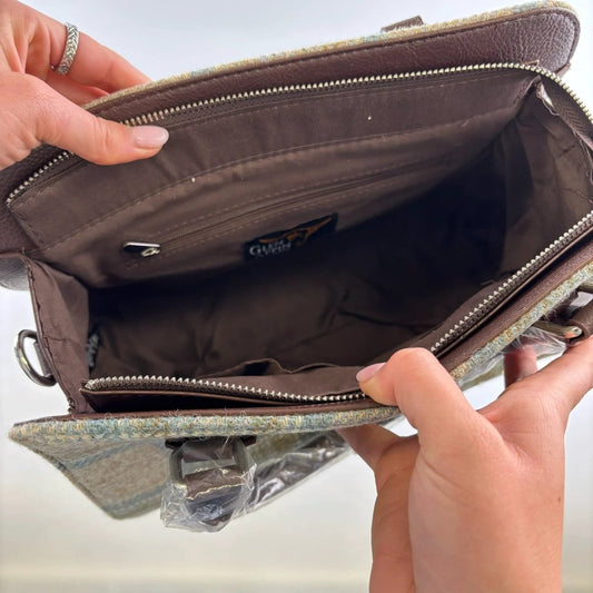 Handtas Findhorn Beige Stewart en zacht Groen - Stevig - Draagband - Harris Tweed - Glen Appin of Scotland by MoodCompanyNL