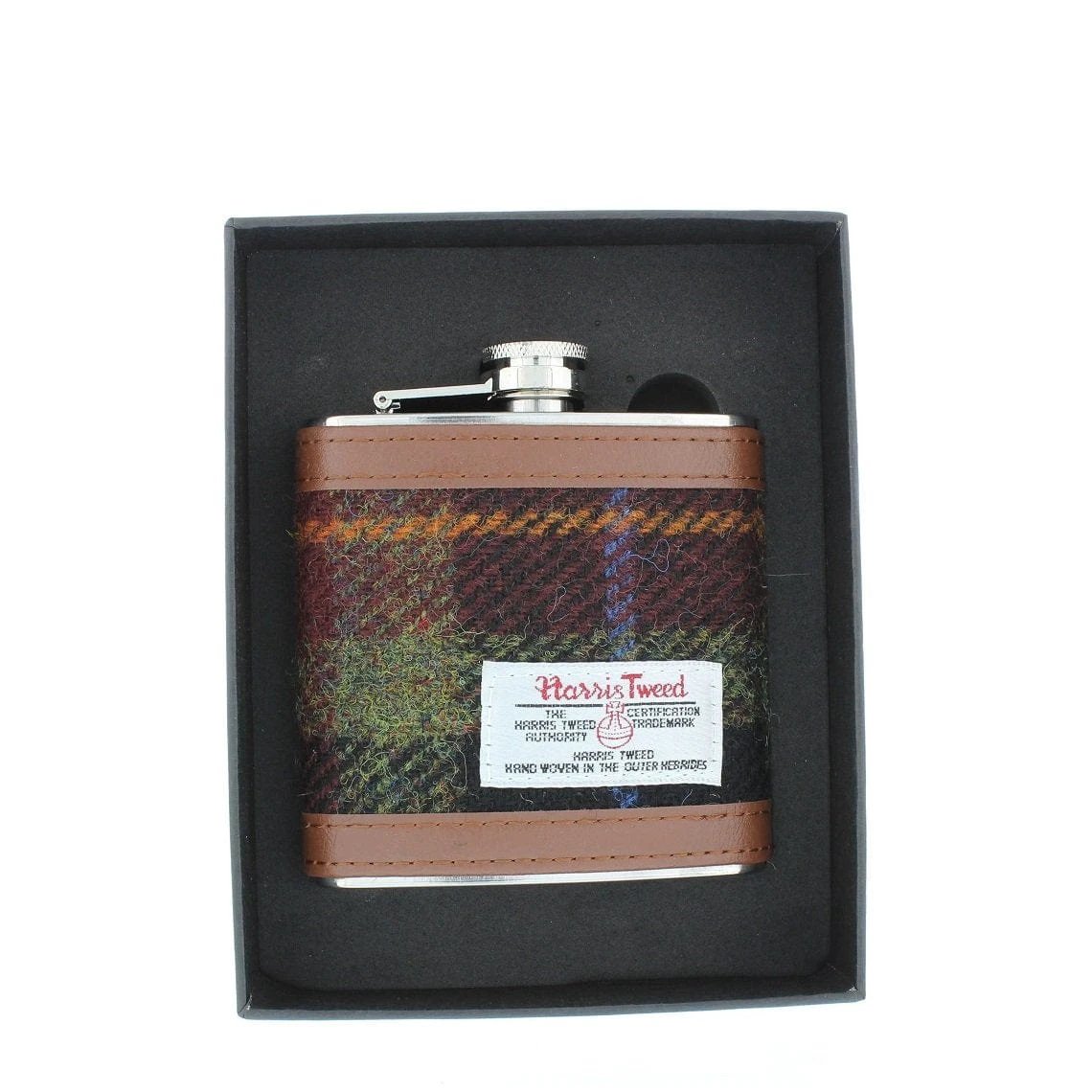 Heupfles Bruin - Harris Tweed - Glen Appin of Scotland by MoodCompanyNL