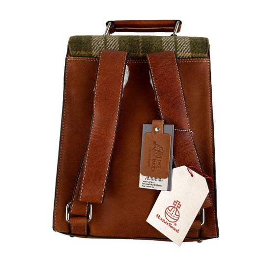 Medium Rugzak Groen Tartan & Leer | Das Impex by MoodCompanyNL