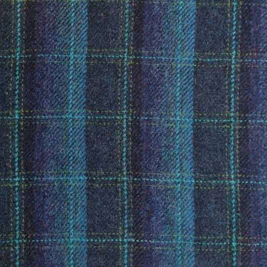 Mood Company - Mini Tas Harris Bervie Blauw met Turquoise Tartan - 15x20x7,5 - Harris Tweed - Glen Appin of Scotland - 5060959021001