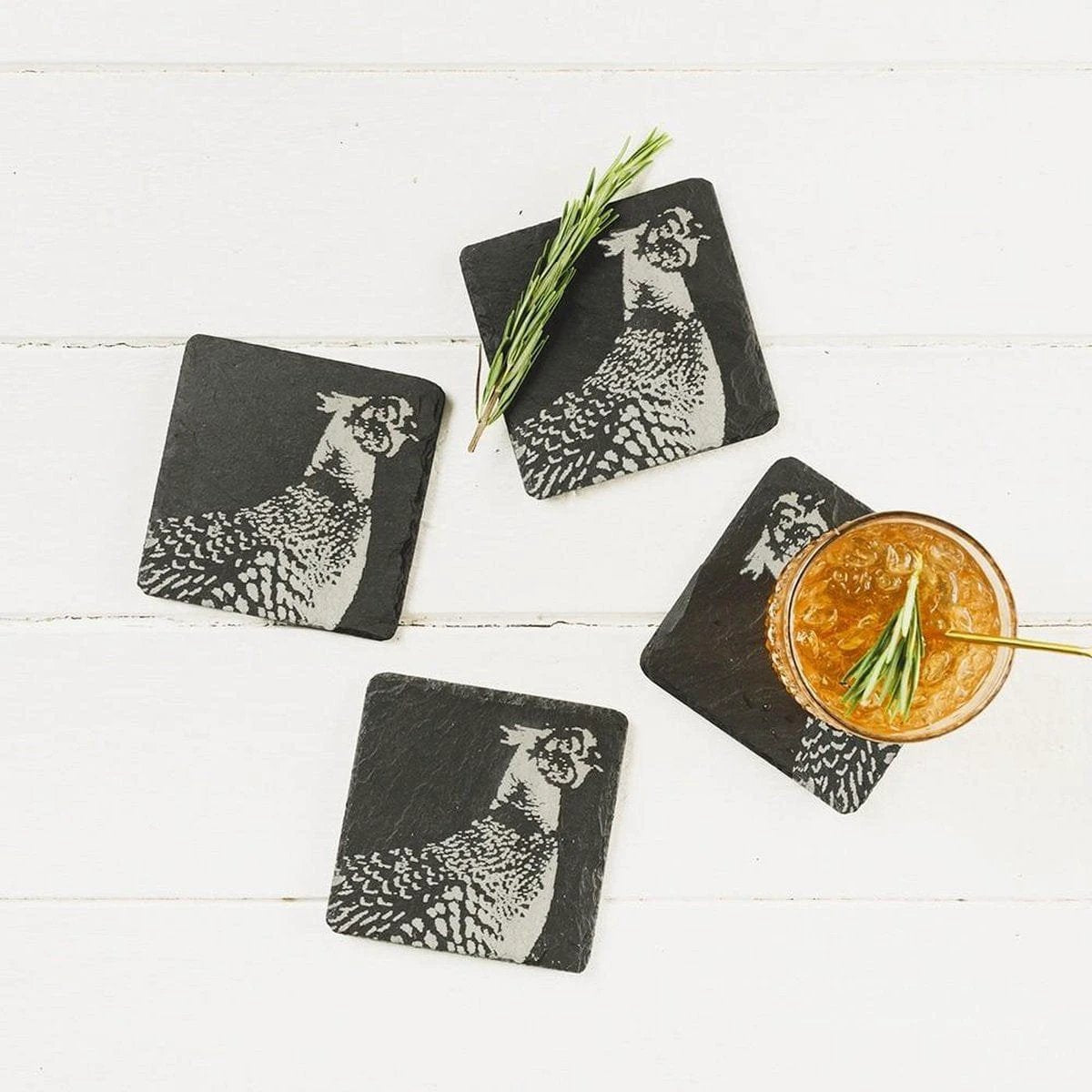 Onderzetters Fazant - Gegraveerd - Leisteen - Just Slate Company Scotland by MoodCompanyNL