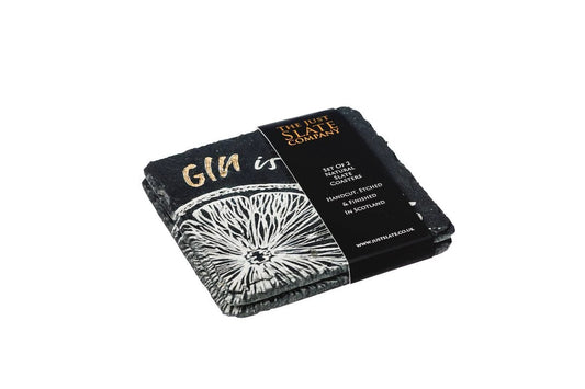 Onderzetters GIN IS MY TONIC - Gegraveerd - Leisteen - Just Slate Company Scotland by MoodCompanyNL
