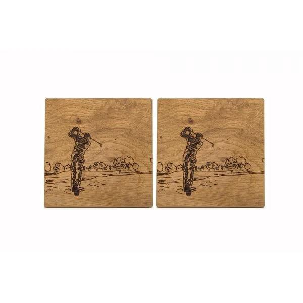 Onderzetters Sport Golfen - Schots Eikenhout - Scottish Made by MoodCompanyNL