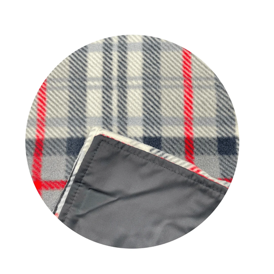 Picknickkleed Grijs Rood Geruit - Fleece - Waterdicht - 145x145cm - Tweedmill by MoodCompanyNL