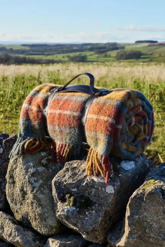 Mood Company - Picknickkleed Polo Antique Buchanan - Wol - Leren Draagset - Waterdicht - 145x183cm - Tweedmill - 5060674574608