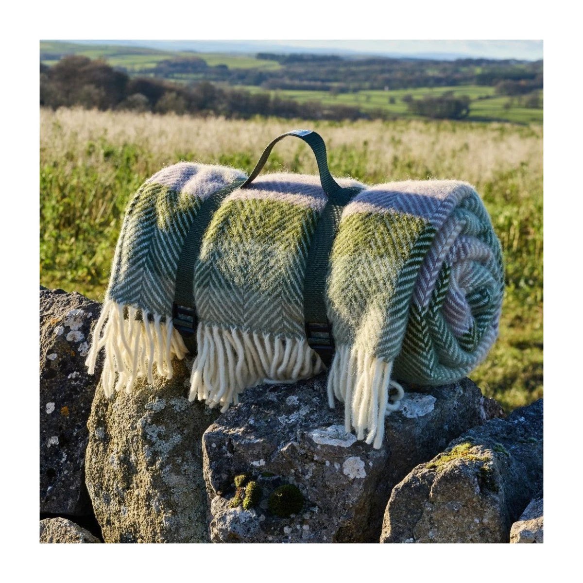 Picknickkleed Polo Botanical Stripe - Wol - Waterdicht - 150x183cm - Tweedmill by MoodCompanyNL