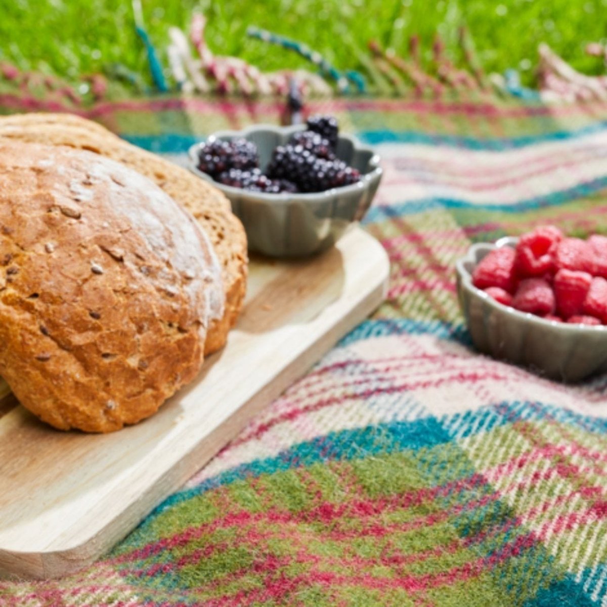 MoodCompanyNL - Picknickkleed Polo Tartan Distel - Wol - Leren Draagset - Waterdicht - 145x183cm - Tweedmill - 5060958304310