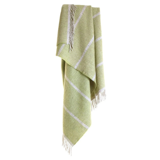 Plaid met brede accent streep Licht Groen (Fern) - 150x183 - Nieuw Wol - Tweedmill UK by MoodCompanyNL