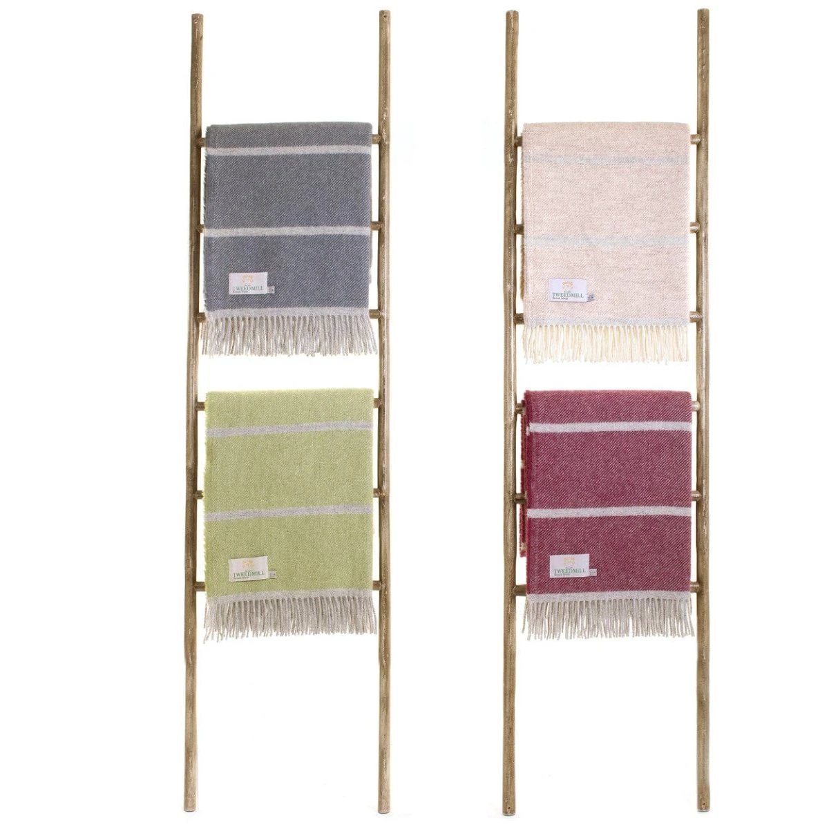 Plaid met brede accent streep Licht Groen (Fern) - 150x183 - Nieuw Wol - Tweedmill UK by MoodCompanyNL