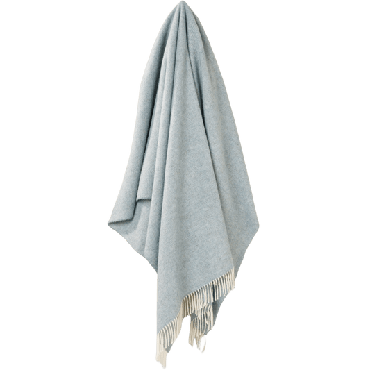 Plaid Visgraat Lichtblauw (Duck Egg) - Shetland Lamswol - 140x185 - Bronte by Moon Scotland by MoodCompanyNL