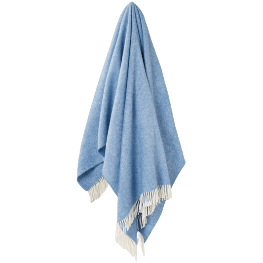 Plaid Visgraat Lichtblauw (Peacock) - Shetland Lamswol - 140x185 - Bronte by Moon Scotland by MoodCompanyNL