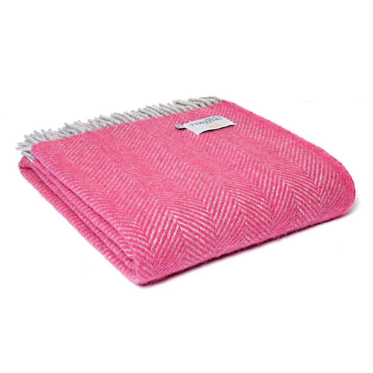 Plaid Visgraat Roze en Zilver - 150x183 - Nieuw Wol - Tweedmill UK by MoodCompanyNL