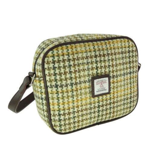 Schoudertas Almond Geel, groen, bruin dogtooth - 19x21x7 - Harris Tweed - Glen Appin of Scotland by MoodCompanyNL
