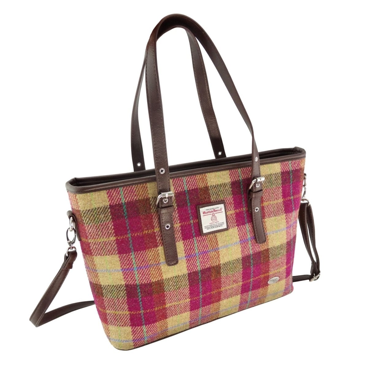 Mood Company - Schoudertas Spey Tote bag Burgundy & Sand - Groot - Ritssluiting - Harris Tweed - Glen Appin of Scotland -