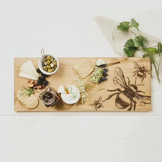 Serveerplank Bijen Groot - 60x25 - Schots Eikenhout - Scottish Made by MoodCompanyNL