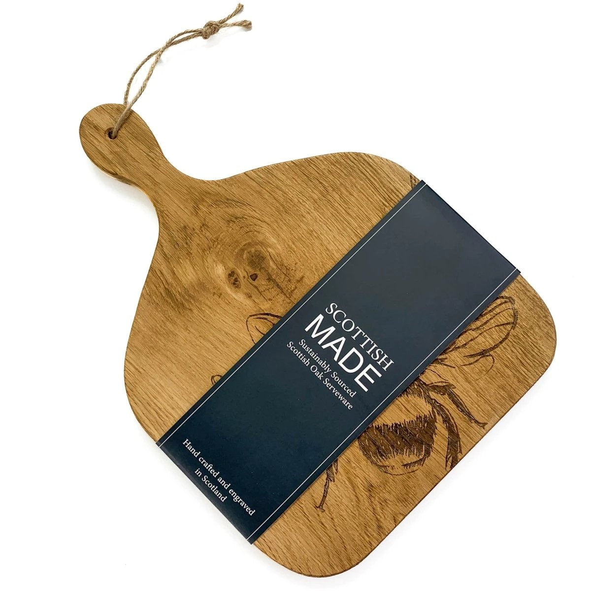 Serveerplank Peddel Bijen Medium - 35x25 - Schots Eikenhout - Scottish Made by MoodCompanyNL