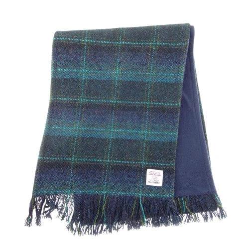 Sjaal Harris Tweed Blauw met Turquiose - Zachte Fleece binnenkant - 25 x 155 - Glen Appin of Scotland by MoodCompanyNL