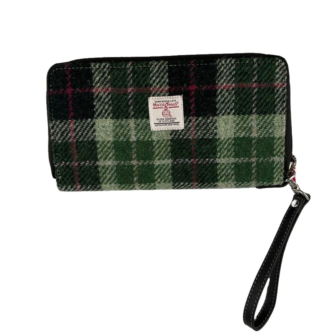 Travel Wallet Groen Tartan & Zwart Leer | Das Impex by MoodCompanyNL