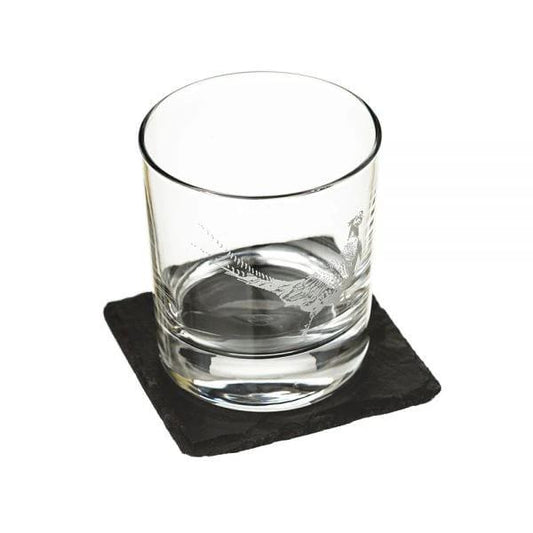 Whiskyglas Gegraveerd met Fazant en leistenen onderzetter - Just Slate Company Scotland by MoodCompanyNL