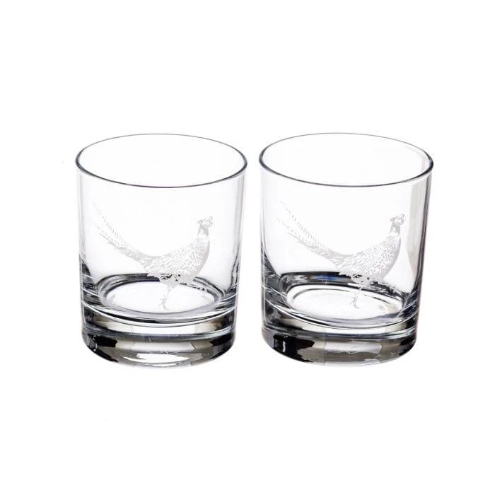 Whiskyglazen Gegraveerd Fazant 2 stuks - Just Slate Company Scotland by MoodCompanyNL