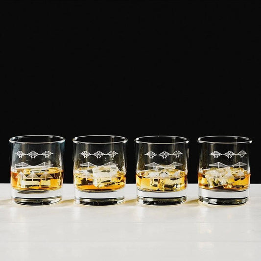 Whiskyglazen Gegraveerd met Fort Bridges 4 stuks - Just Slate Company Scotland by MoodCompanyNL