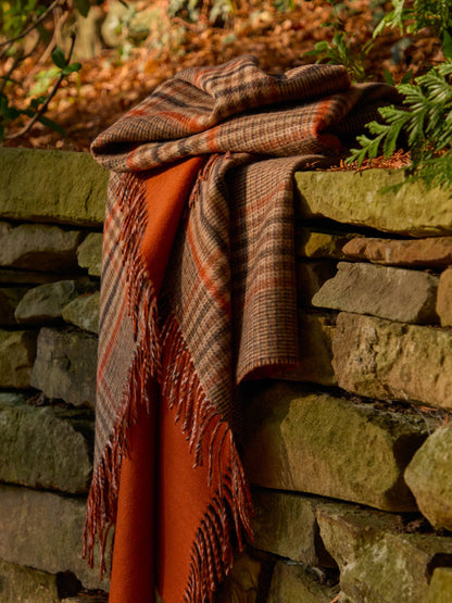 Plaid Estate Karo Orange - Country Side Collection - Merino-Lammwolle - 140x185 - Bronte by Moon Scotland