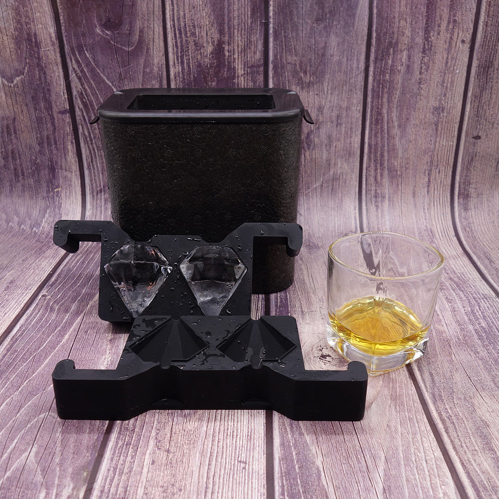Professionele Crystal Clear Diamant IJsblokjesvorm - 2 Heldere Diamant IJsblokjes 5,5 x 5,5 cm voor Whisky & Cocktails - Mood4Whisky