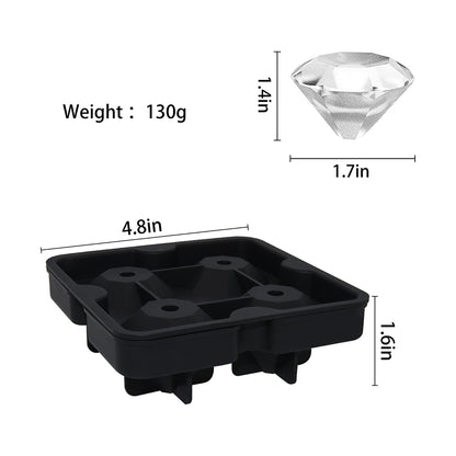 Siliconen Diamant IJsblokjesvorm - 4 Diamant IJsblokjes 4 x 3,5 cm BPA-vrij voor Whisky & Cocktails - Mood4Whisky