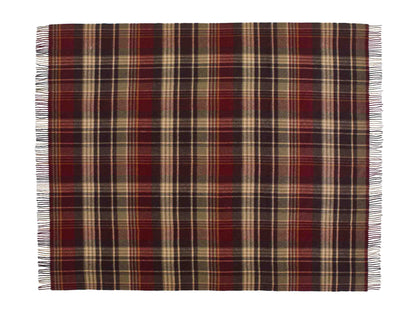 Plaid Estate Oliv/Bordeaux - Country Side Collection - Merino-Lammwolle - 140x185 - Bronte by Moon Scotland