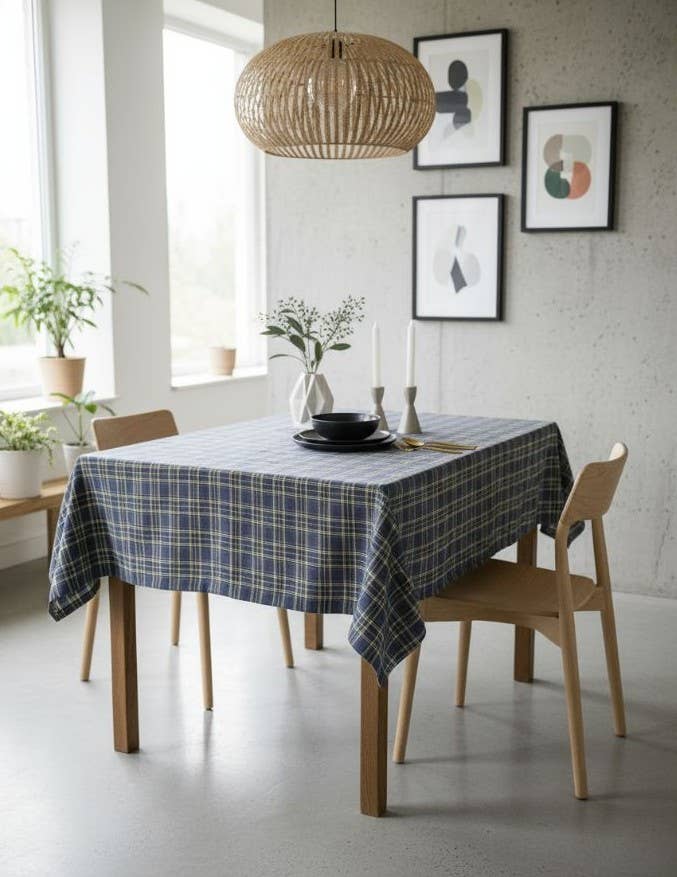 Tischdecke Tartan Windsor Blau - Baumwolle/Polyester - Bamar