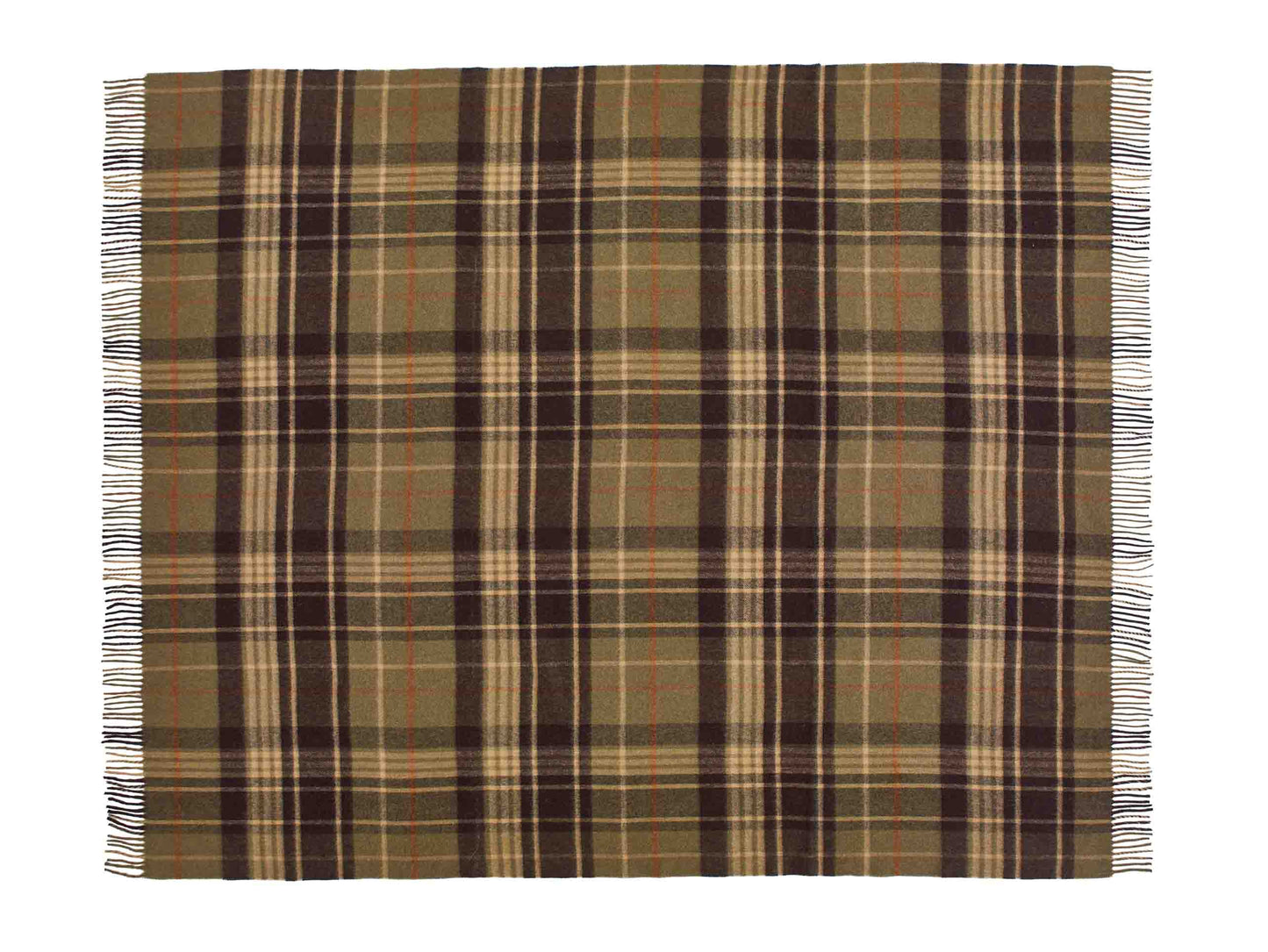 Estate Olive/Burgundy Throw - Country Side Collection - Merino Lambswool - 140x185 - Bronte by Moon Scotland