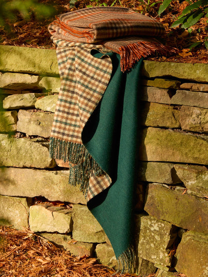 Estate Gun Club Green Throw - Country Side Collection - Merino Lambswool - 140x185 - Bronte by Moon Scotland