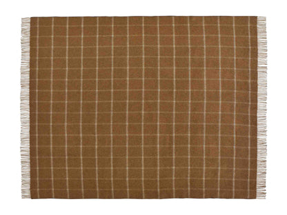 Plaid Fischgrät Karo Camel/Schokolade - Country Side Collection - Merino-Lammwolle - 140x185 - Bronte by Moon Scotland