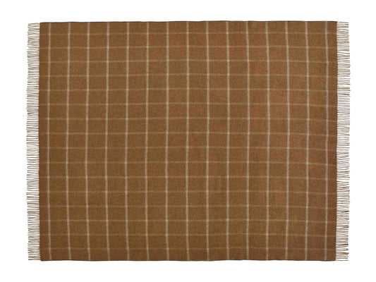 Plaid Fischgrät Karo Camel/Schokolade - Country Side Collection - Merino-Lammwolle - 140x185 - Bronte by Moon Scotland