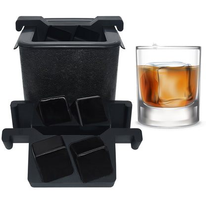 Professionele Crystal Clear IJsblokjesvorm - 4 Heldere IJsblokjes 4,5 x 4,5 cm voor Whisky & Cocktails - Mood4Whisky