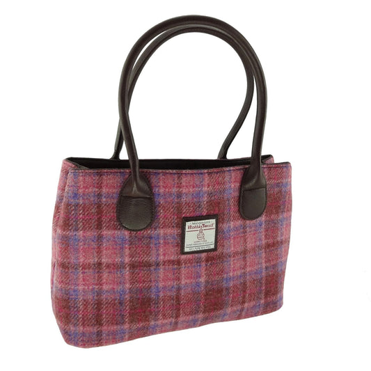 Cassley Shoulder Bag Burgundy & Sand - Classic - Harris Tweed - Glen Appin of Scotland