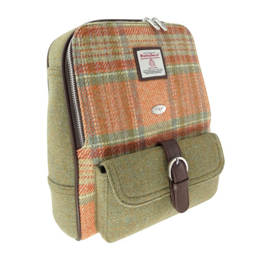 Backpack Naver Muted Green & Purple Tartan - 33x29x14 - Harris Tweed - Glen Appin of Scotland