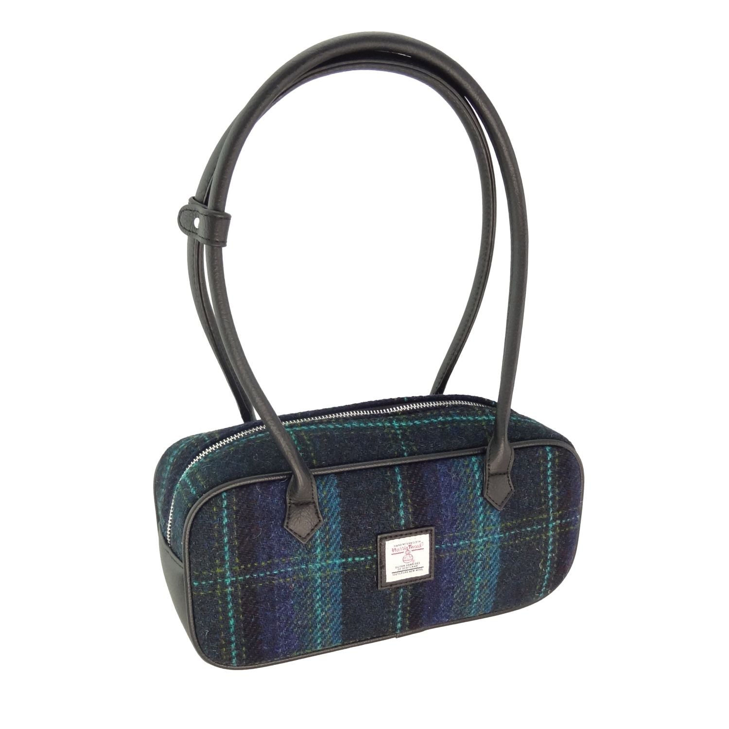 Schoudertas Tora Blauw met Turquoise - 28x12x9 - Harris Tweed - Glen Appin of Scotland by MoodCompanyNL