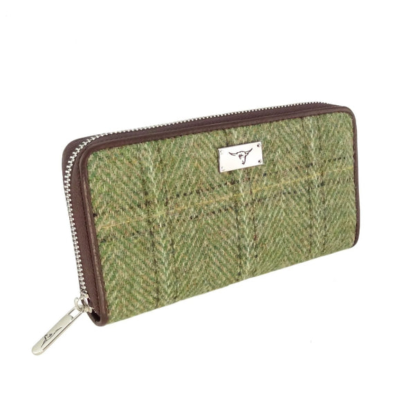 Dames Portemonnee Staffa Groen Visgraat - Harris Tweed - muntvak met rits - Glen Appin of Scotland by MoodCompanyNL