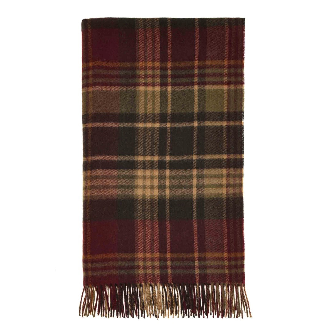 Plaid Estate Oliv/Bordeaux - Country Side Collection - Merino-Lammwolle - 140x185 - Bronte by Moon Scotland