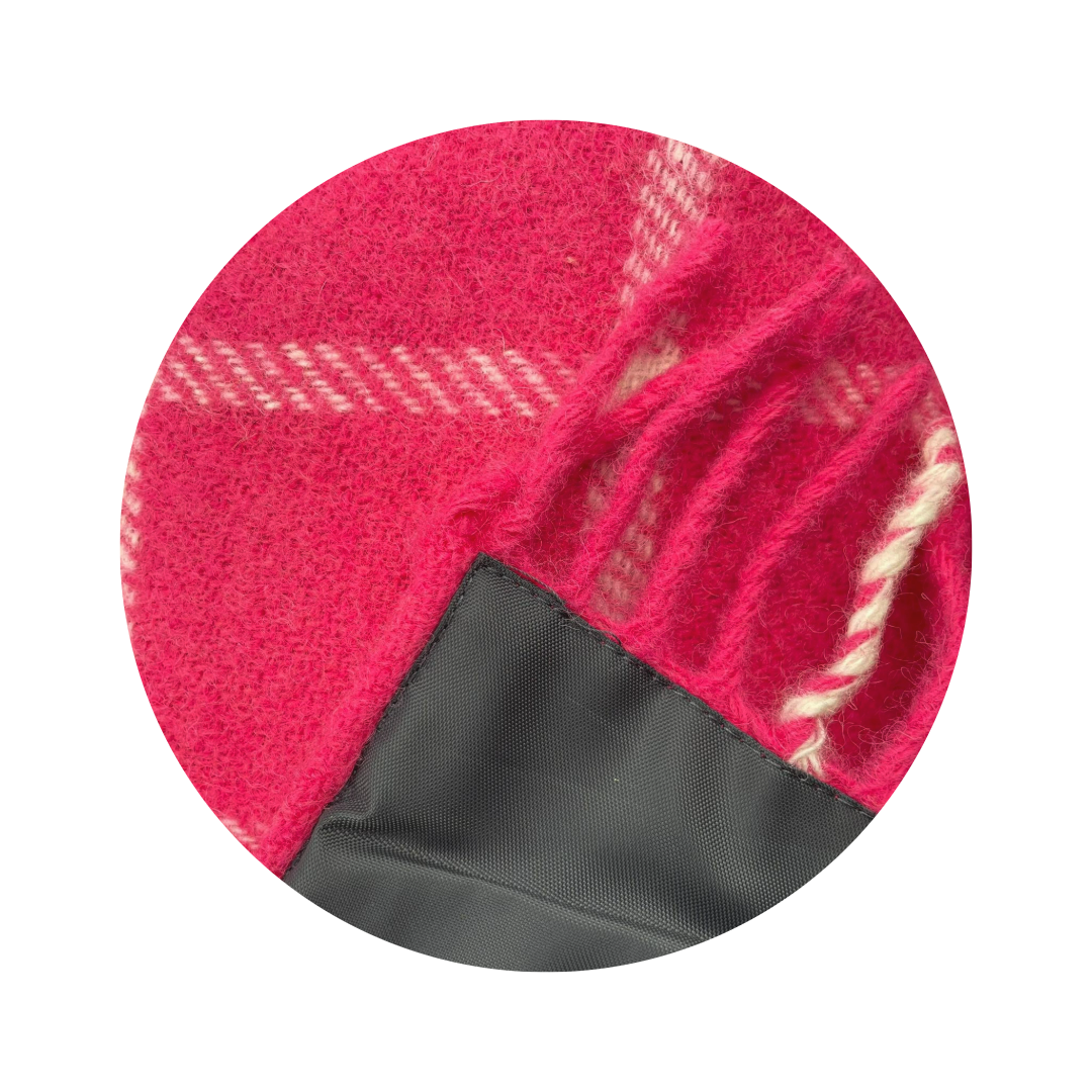 Manta Piquenique Polo Xadrez Rosa - Lã - Impermeável - 145x183cm - Tweedmill