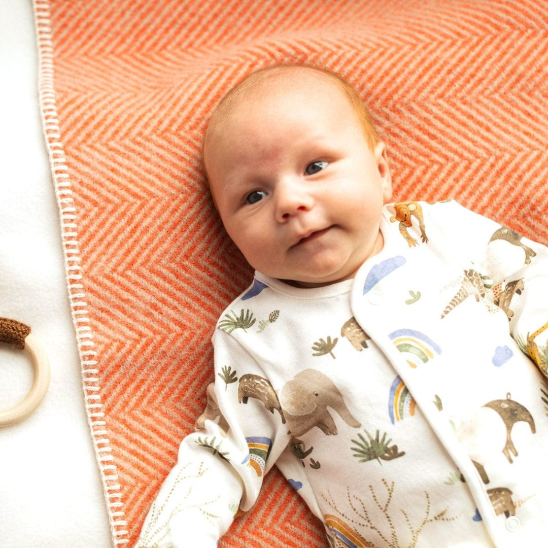 MoodCompanyNL - Babydekentje Visgraat Roze (Flamingo) - 68x73 - Nieuw Wol - Tweedmill UK - 5060674576046